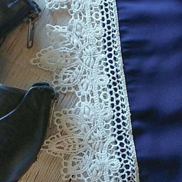 Sapphire Blue Lace Edge Ruffle Top  - Picture 3 of 8